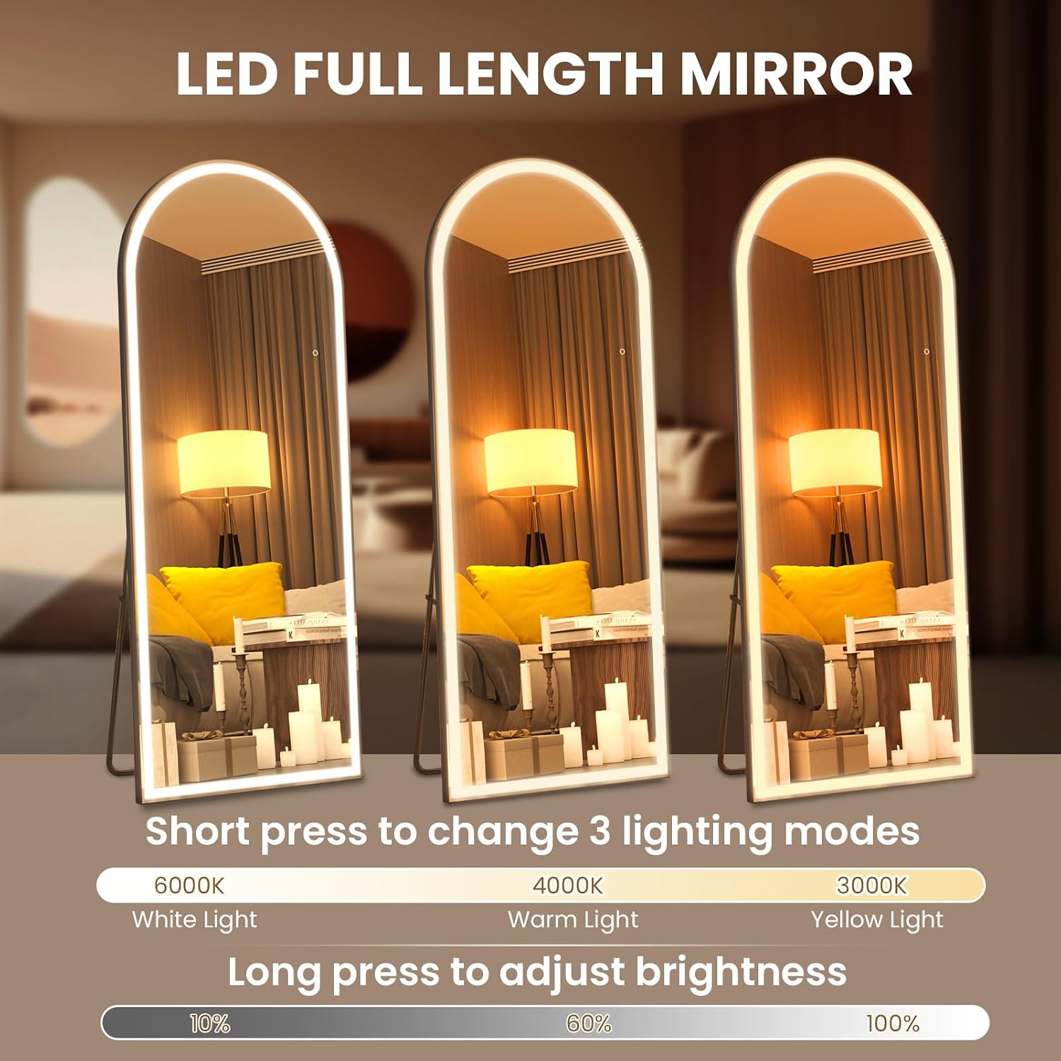 Arched LED Full Length Mirror
