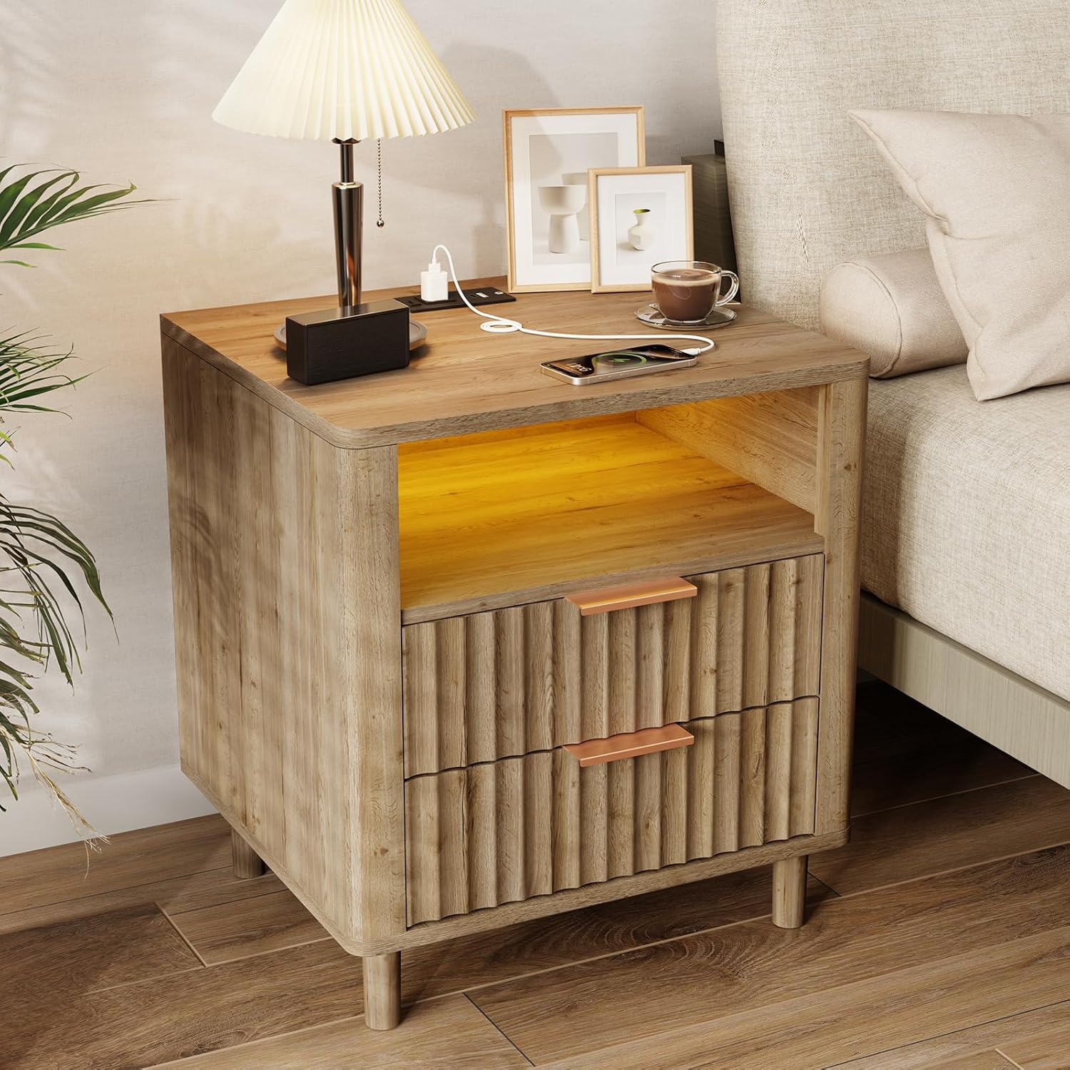 CozyMine Fluted Nightstand