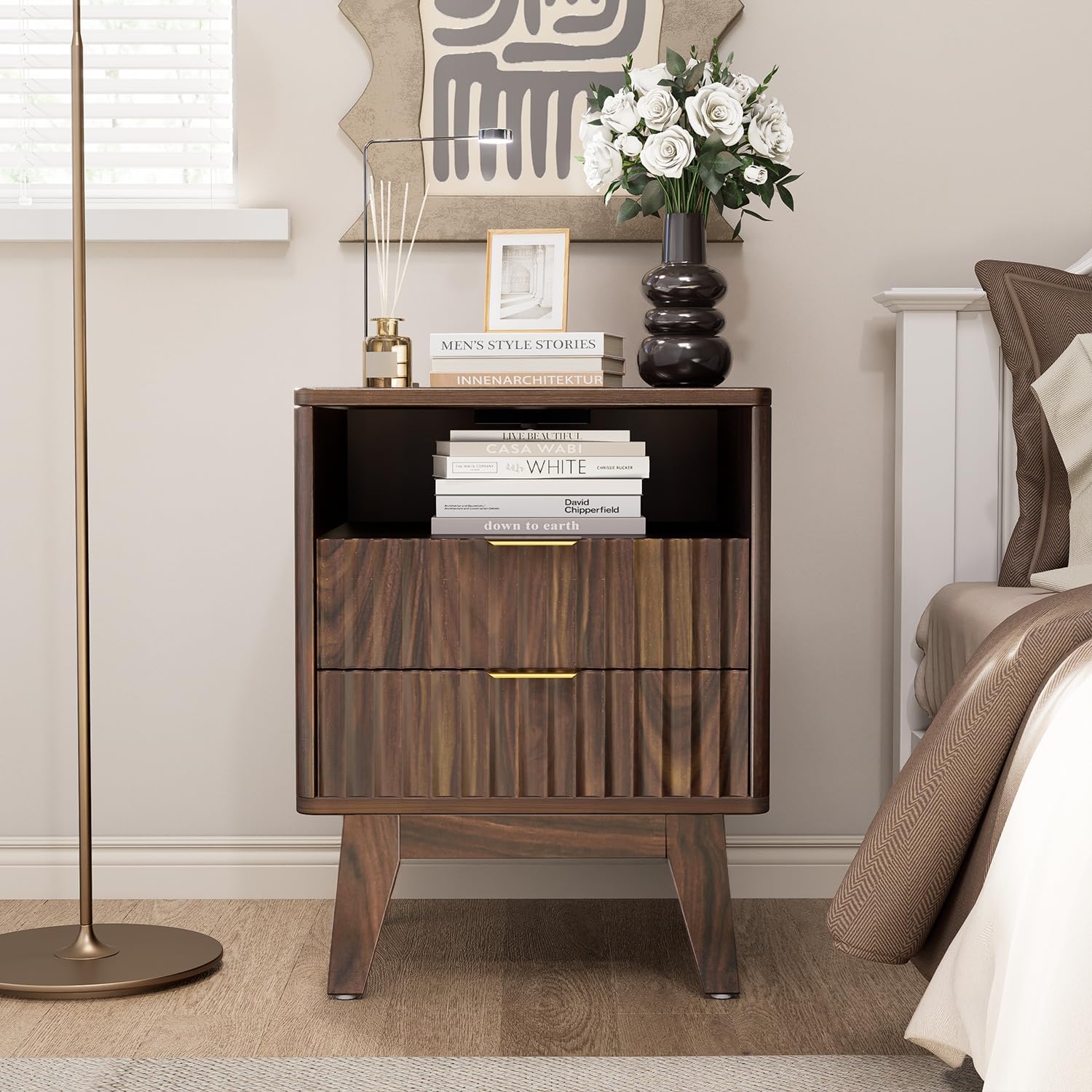 Fluted drawers open