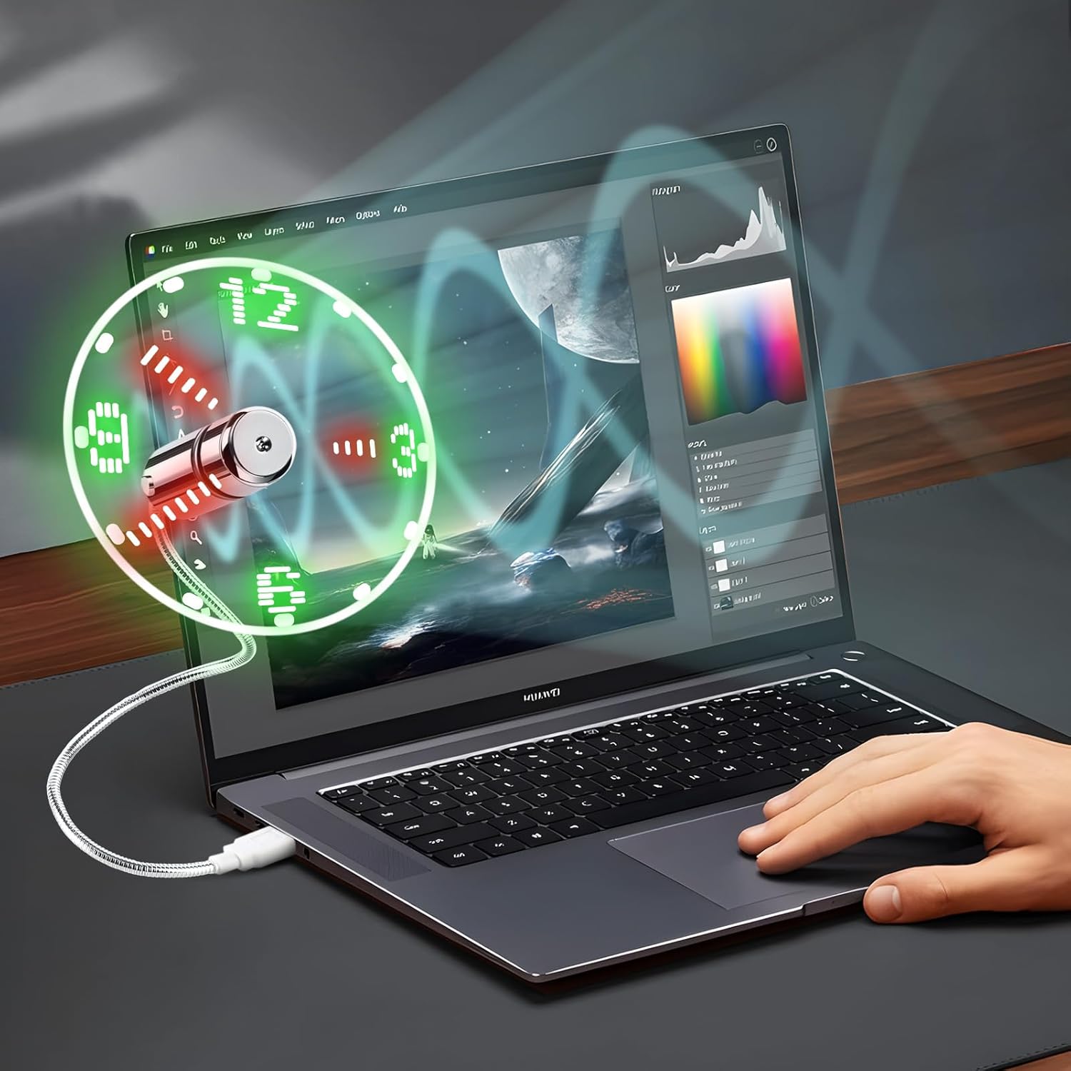 LED USB Clock Fan